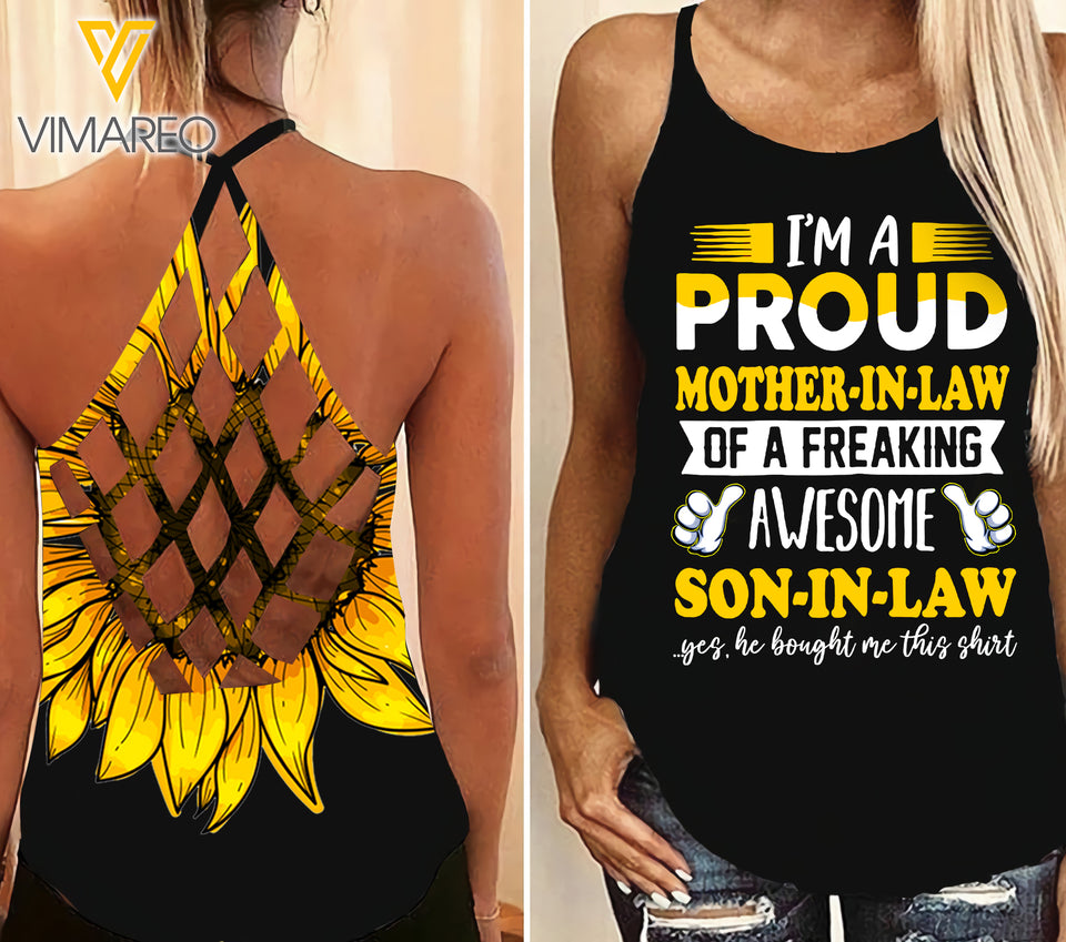 I'm a proud Criss-Cross Open Back Camisole Tank Top 0804NGBD