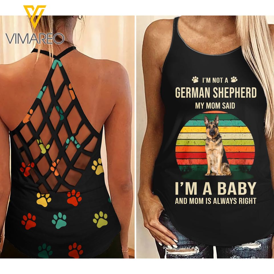 GERMAN SHEPHERD BABY CRISS-CROSS TANK TOP
