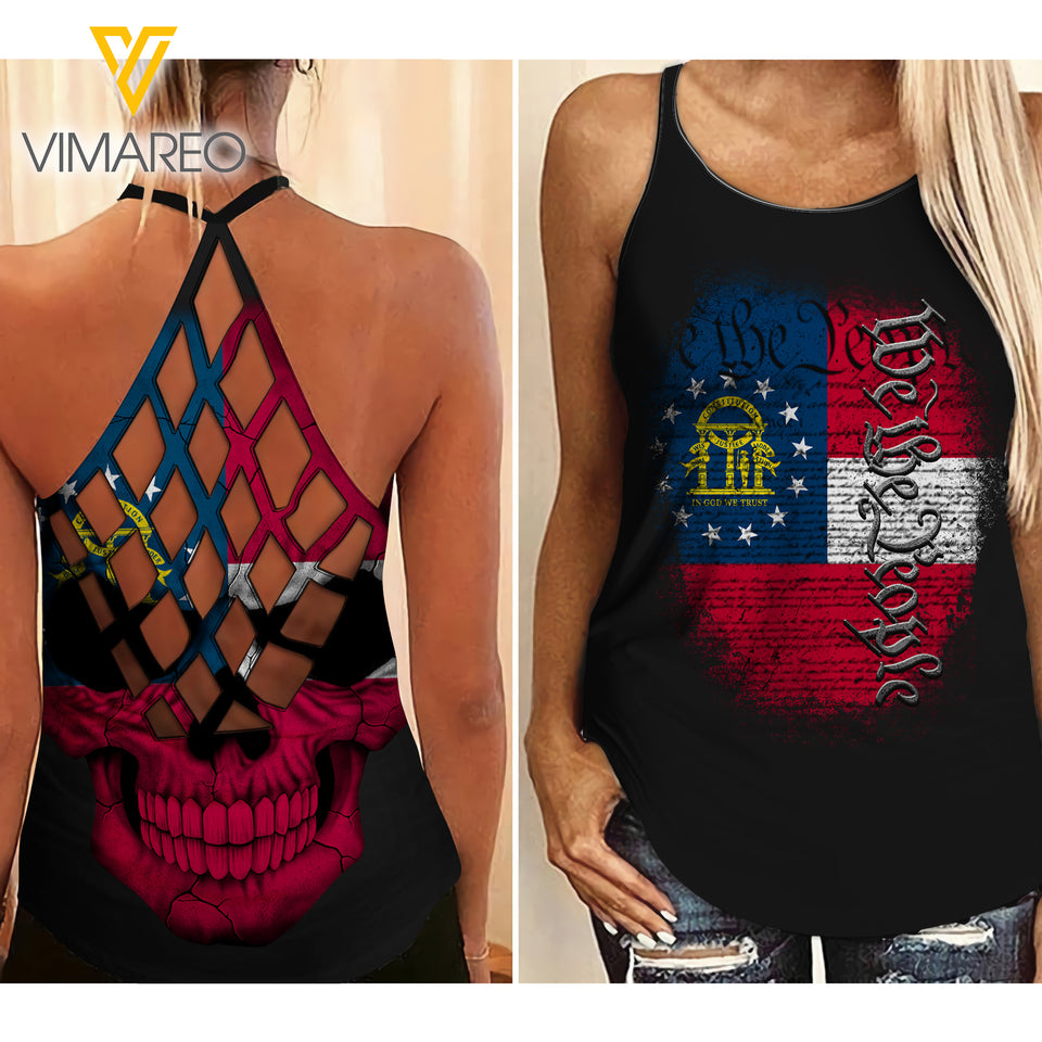 WE THE PEOPLE GEORGIA CRISS-CROSS OPEN BACK CAMISOLE TANK TOP