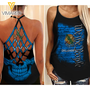 OKLAHOMA-WE THE PEOPLE CRISS-CROSS OPEN BACK CAMISOLE TANK TOP