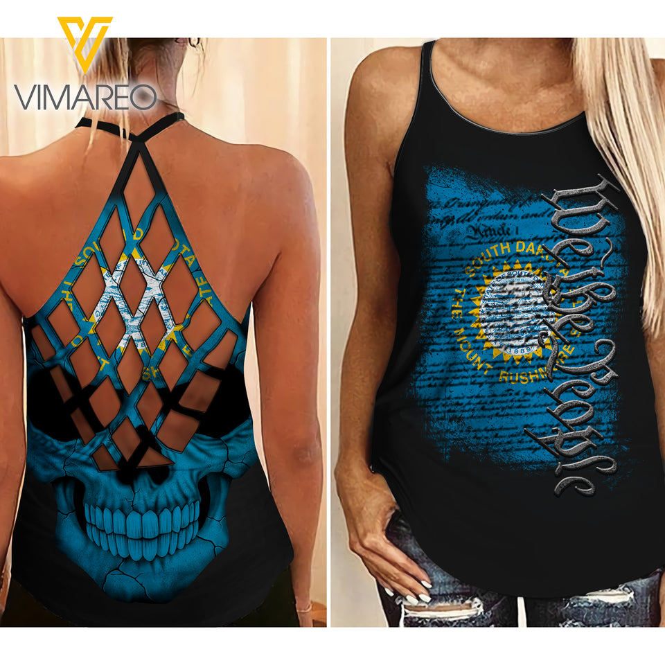 SOUTH DAKOTA-WE THE PEOPLE CRISS-CROSS OPEN BACK CAMISOLE TANK TOP