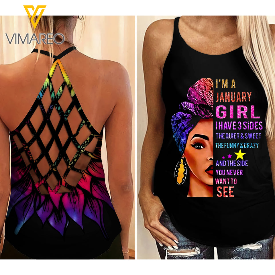 JANUARY GIRL SUNFLOWER CRISS-CROSS TANK TOP