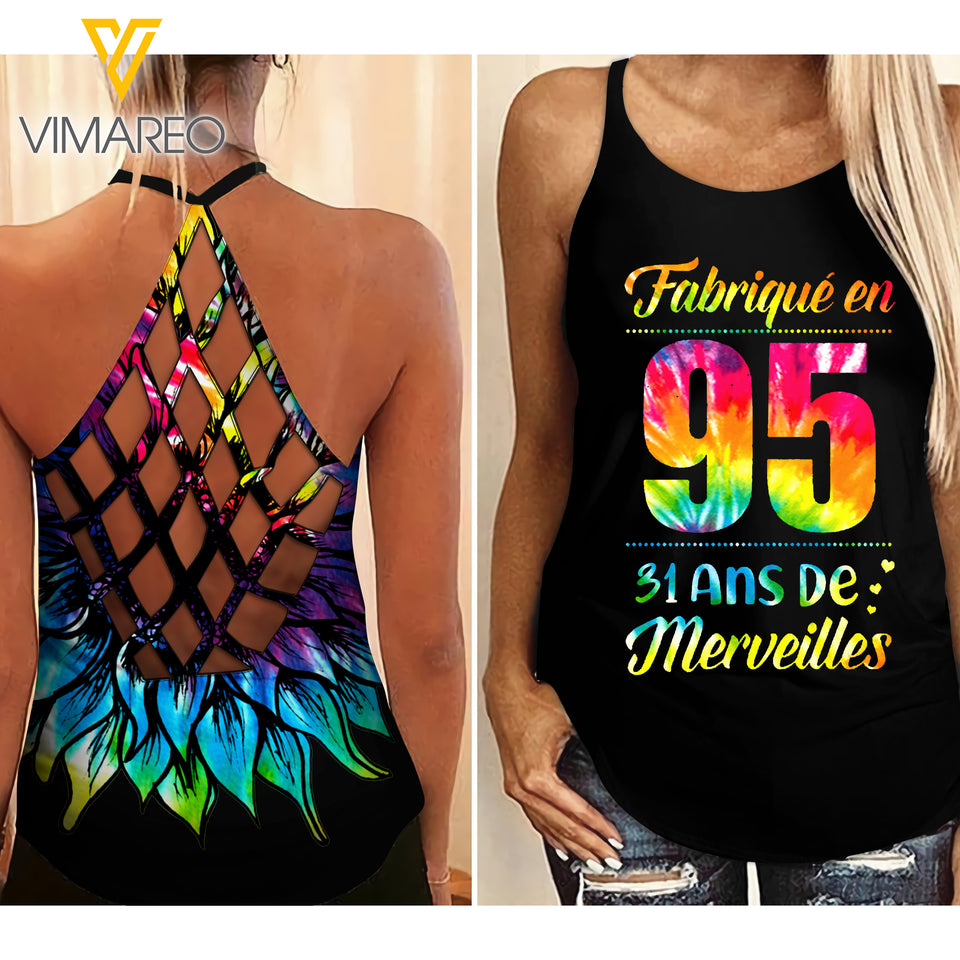 Fabriqué en 95 31 Ans De Merveilles Criss-Cross Open Back Camisole Tank Top APR-MD06
