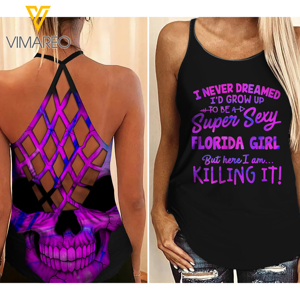 Florida Girl Super sexy Criss-Cross Open Back Camisole Tank Top  ZD2303