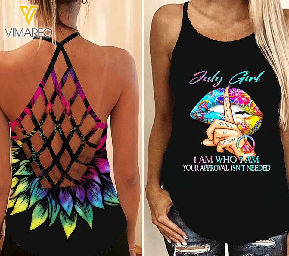 July Girl Criss-Cross Open Back Camisole Tank Top ZD2403