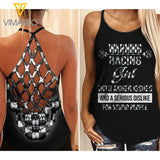 Racing girl Criss-Cross Open Back Camisole Tank Top Legging