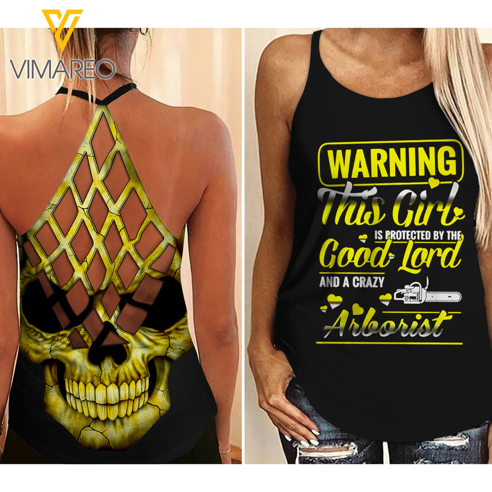 Arborist Criss-Cross Open Back Camisole Tank Top MAR-MD26