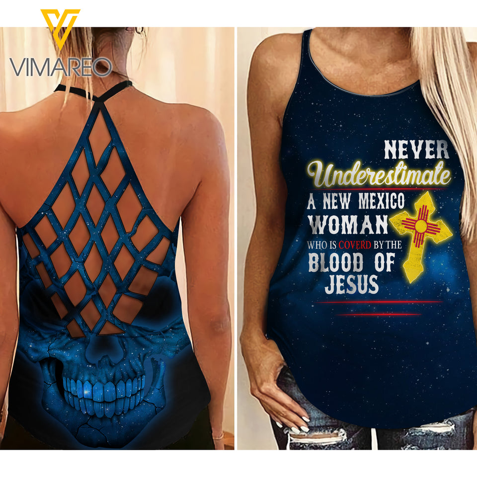 PHN New Mexico Girl Criss-Cross Open Back Camisole Tank Top Legging MAR-MD30