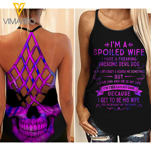 Spoiled wife-Devil dog Criss-Cross Open Back Camisole Tank Top