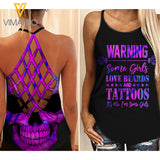 TATOOED GIRL Criss-Cross Open Back Camisole Tank Top BEARD
