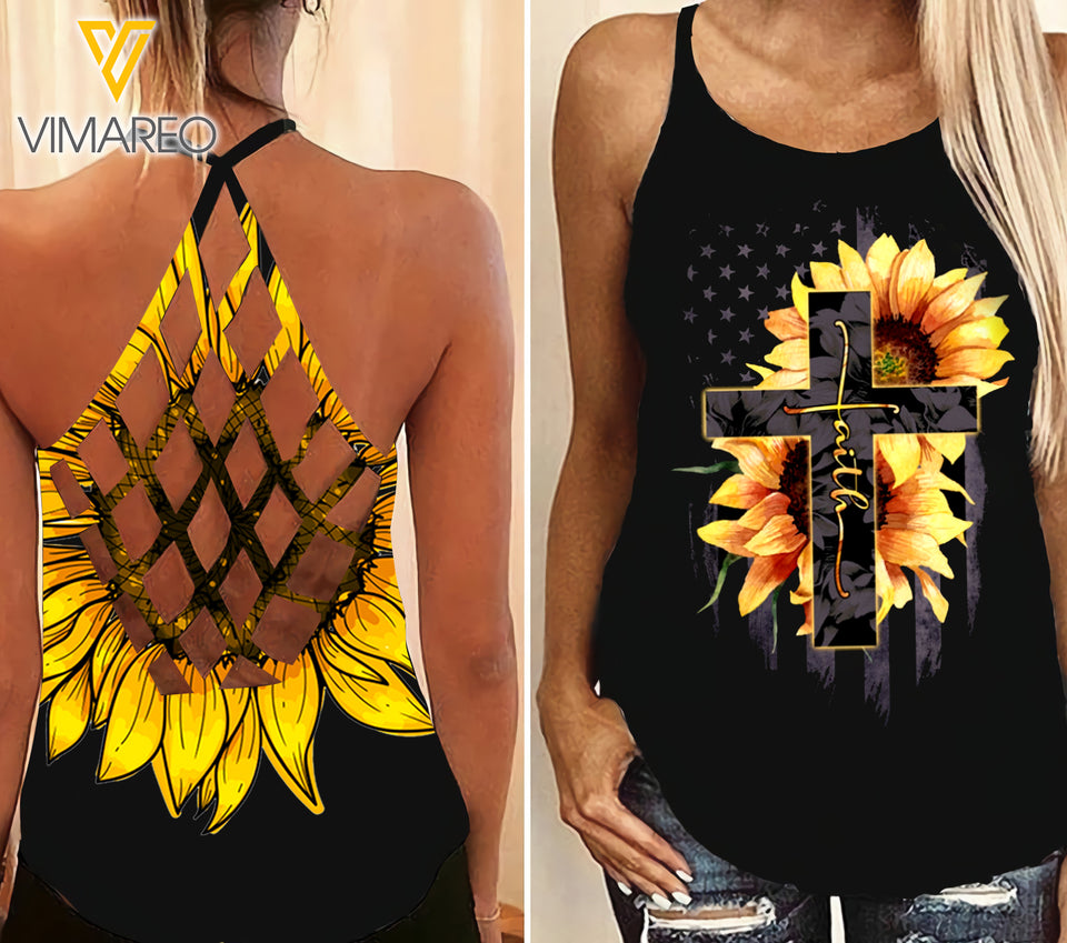 sunflower FAITH GIRL Criss-Cross Open Back Camisole Tank Top TMTL