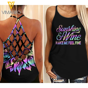 PHN Shunshine & Wine Criss-Cross Open Back Camisole Tank Top Legging MAR-MD25