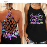 PHN Shunshine & Wine Criss-Cross Open Back Camisole Tank Top Legging MAR-MD25