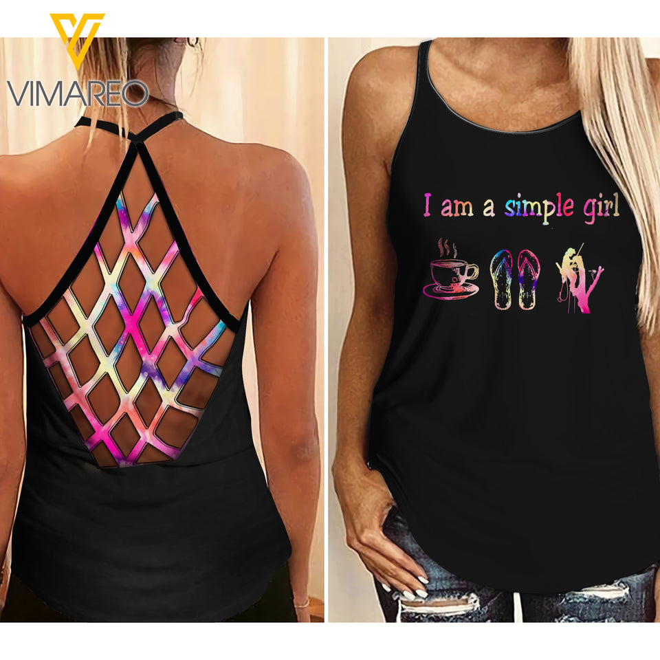 Arborist Criss-Cross Open Back Camisole Tank Top MAR-MQ26