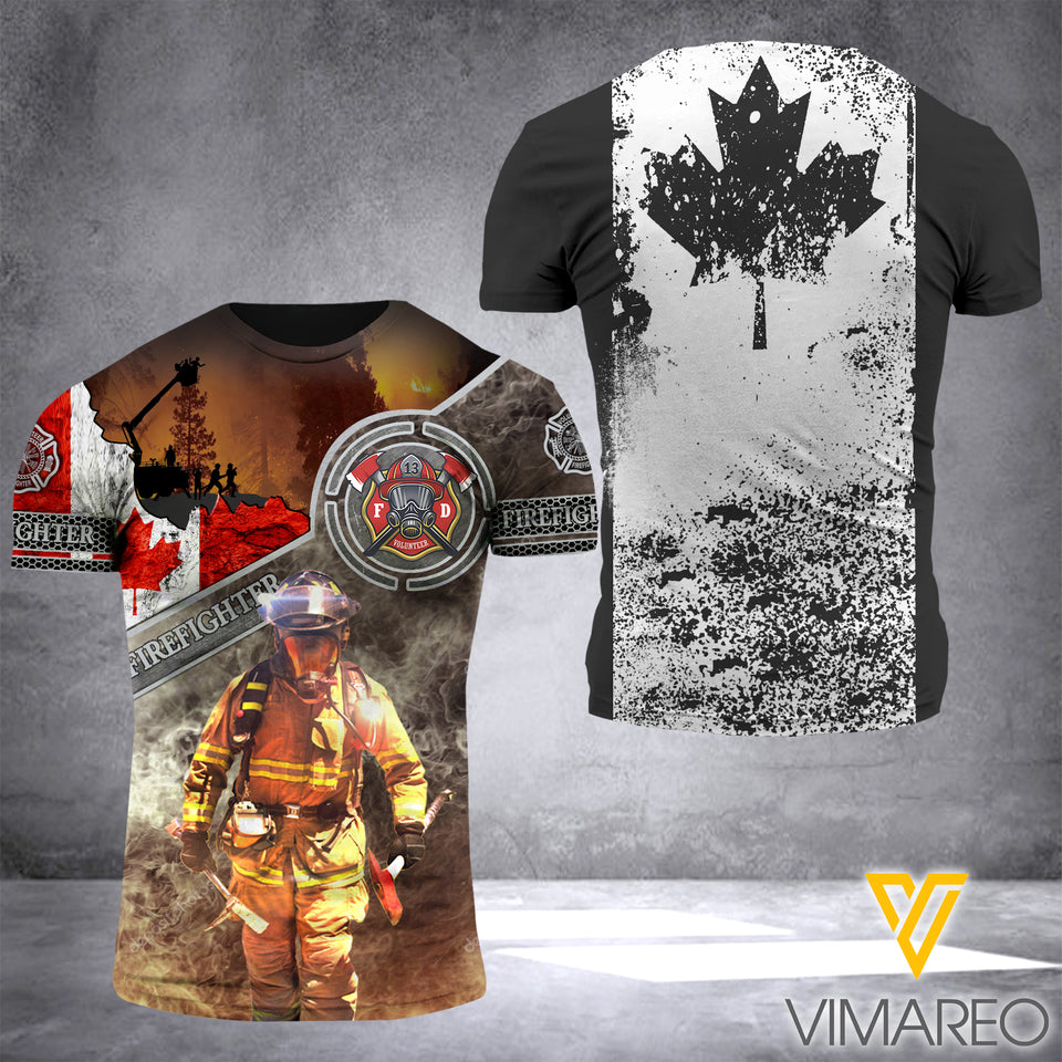 Customized Canada Firefighter 3D Printed Combat Shirt EZD144