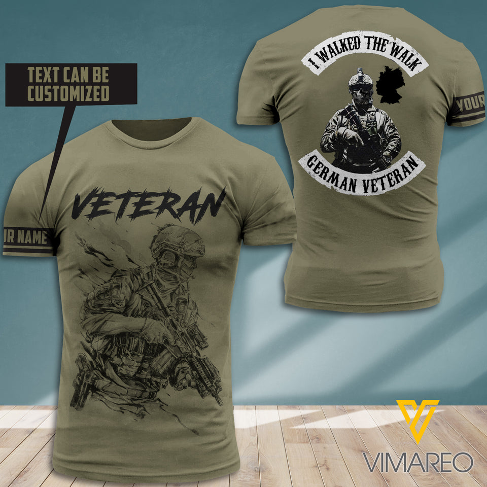 German VETERAN CUSTOMIZE T SHIRT 3D PRINTED MAP