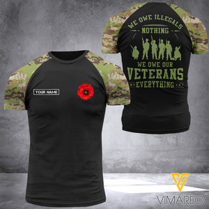 AUSTRALIAN VETERAN WE OWE CAMO CUSTOMIZE T SHIRT 3D PRINTED