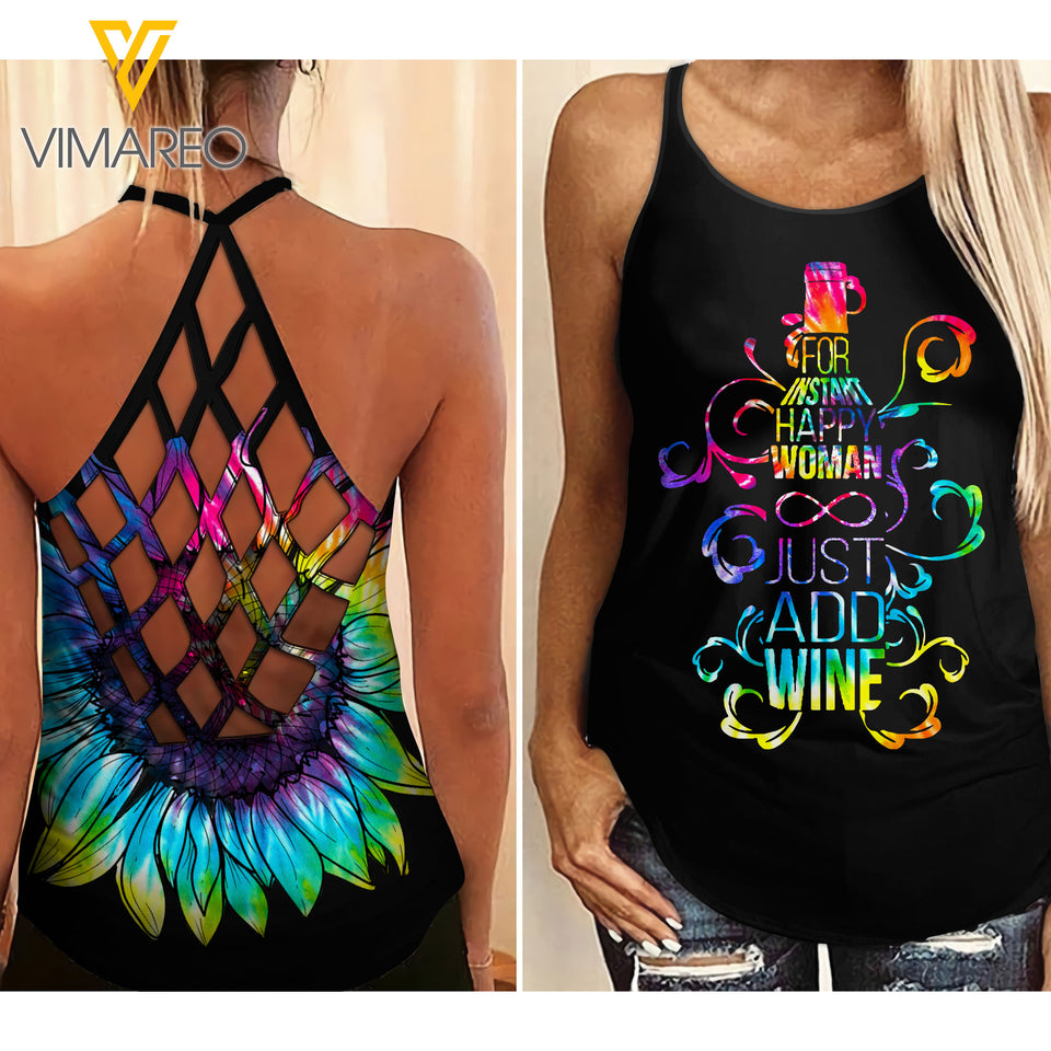 Wine Girl Criss-Cross Open Back Camisole Tank Top QSKEYR1
