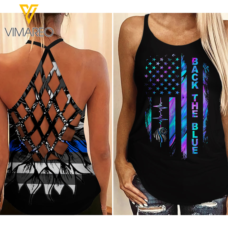 Blue Girl Criss-Cross Open Back Camisole Tank Top TSWEG3