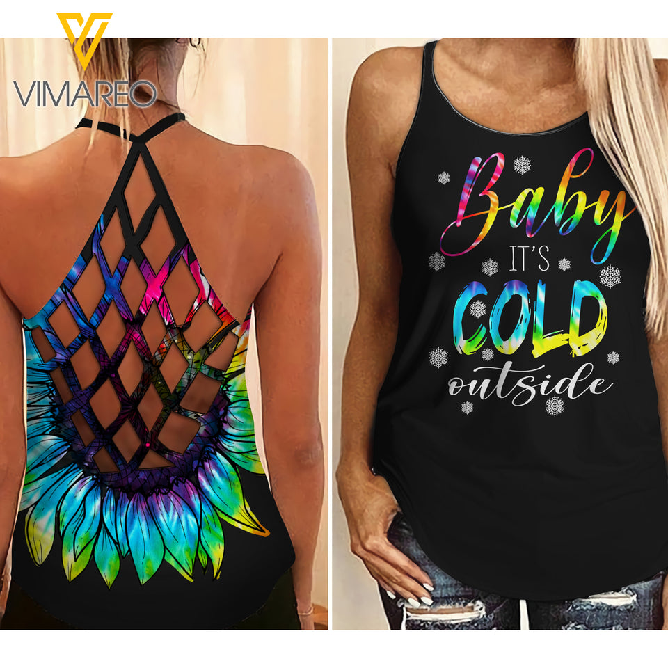 Cold Criss-Cross Open Back Camisole Tank Top TOEUW
