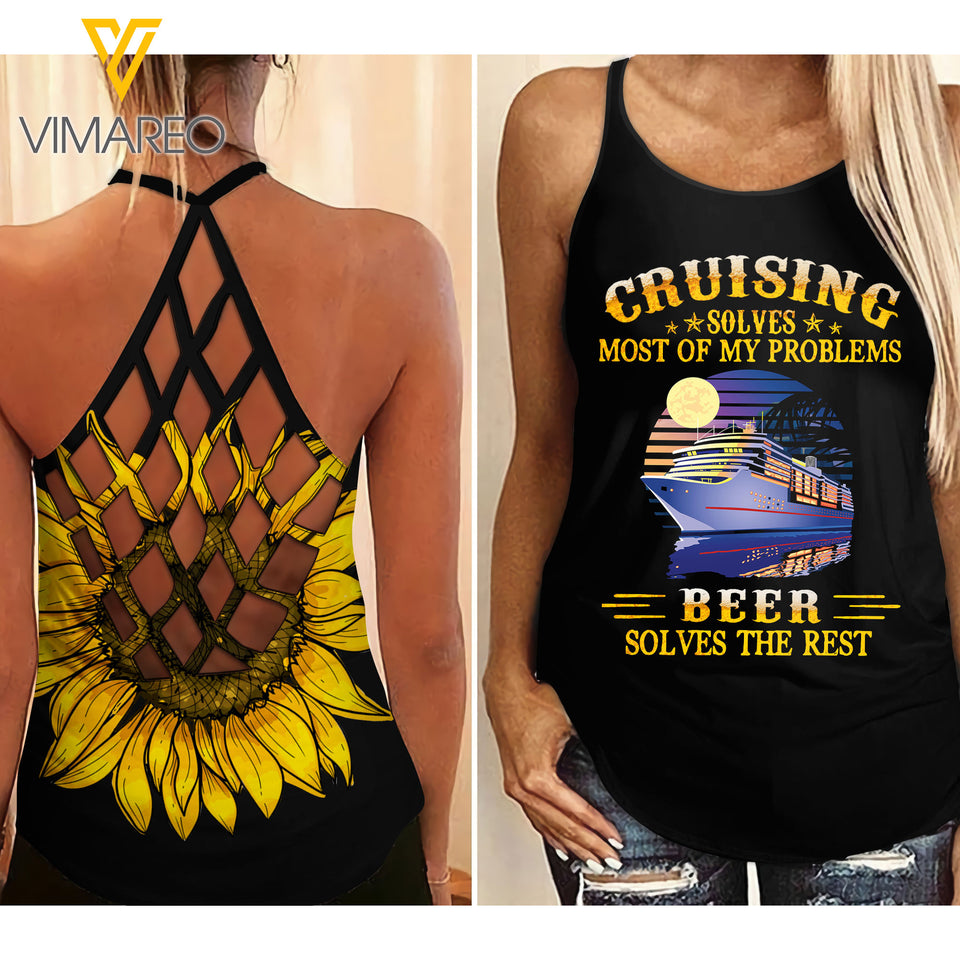 Cruise Wine Girl Criss-Cross Open Back Camisole Tank Top MCJEH