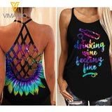 Wine Fine Criss-Cross Open Back Camisole Tank Top QDRFE