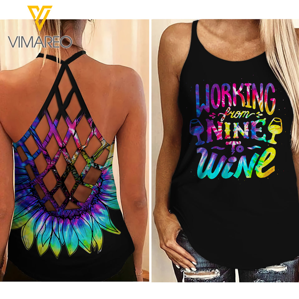 Nine to Wine Criss-Cross Open Back Camisole Tank Top QDRFE
