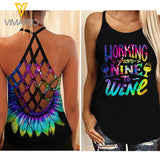 Nine to Wine Criss-Cross Open Back Camisole Tank Top QDRFE