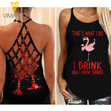 Drink Girl Criss-Cross Open Back Camisole Tank Top XMK1D