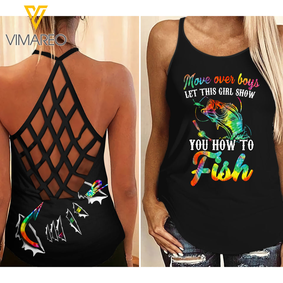 Fish Criss-Cross Open Back Camisole Tank Top MAR-HQ25 GH