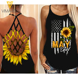 May Girl Criss-Cross Open Back Camisole Tank Top Legging CMER2
