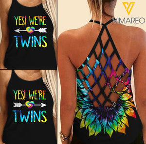 We're Twins Criss-Cross Open Back Camisole Tank Top APR-HQ20