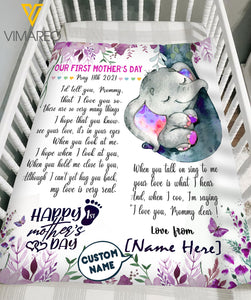 Personalized First Mothers Day Gift First Time Mom Gift Sherpa Fleece Blanket SSKEY2