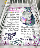 Personalized First Mothers Day Gift First Time Mom Gift Sherpa Fleece Blanket SSKEY2