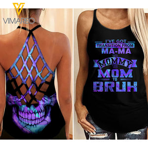Mom Criss-Cross Open Back Camisole Tank Top KBGSE2