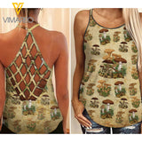 Mushroom Girl Criss-Cross Open Back Camisole Tank Top QNMTE2