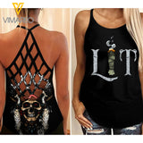 Native Woman Criss-Cross Open Back Camisole Tank Top DKKUE3