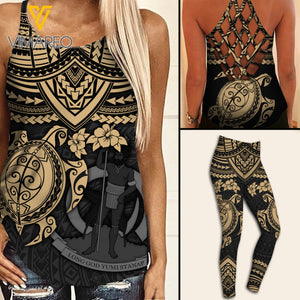 Polynesian Criss-Cross Open Back Camisole Tank Top Legging TSUCE5
