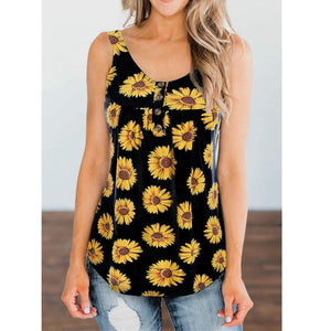 Women's Sunflower Printed T-shirt Summer