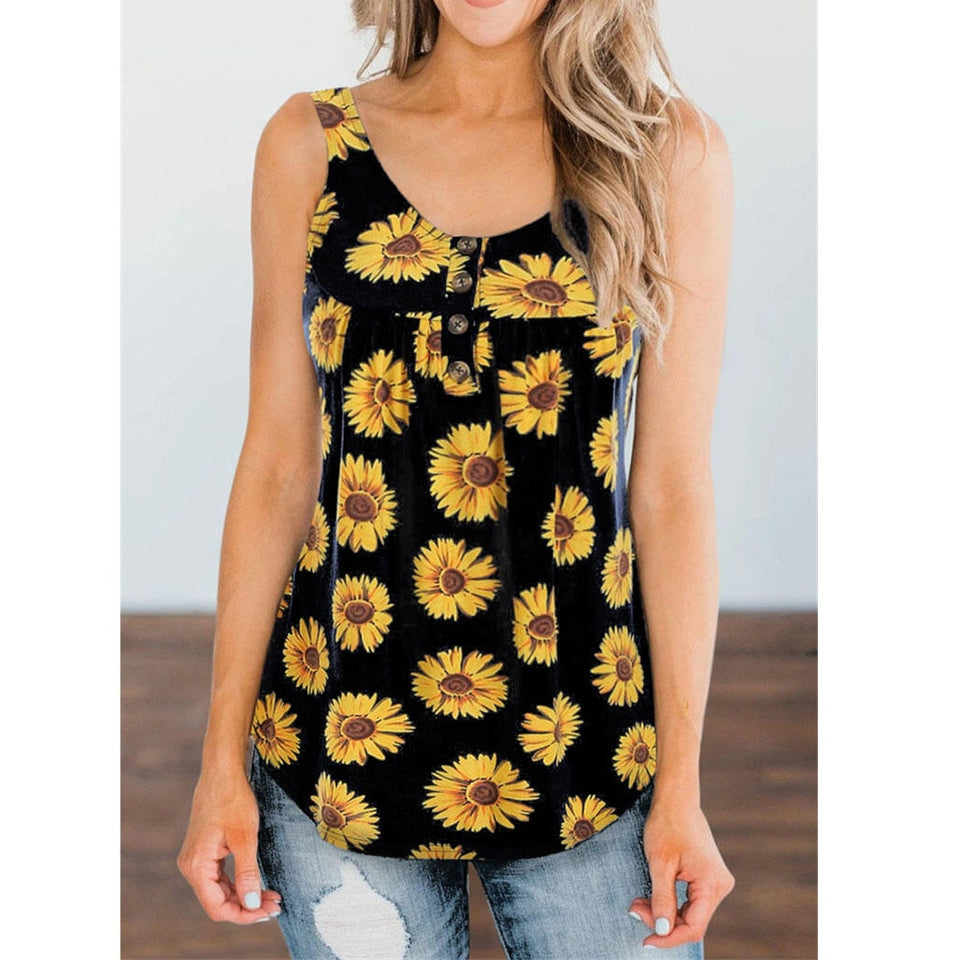 Women's Sunflower Printed T-shirt Summer