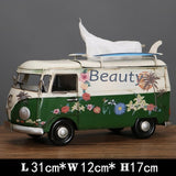 Multicolor Bus Figurines Retro classic cars Tissue Box