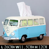 Multicolor Bus Figurines Retro classic cars Tissue Box