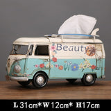 Multicolor Bus Figurines Retro classic cars Tissue Box