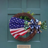 Independence Day Americana Poly Flower Wreath, Memorial Day Wreat Patriotic Wreath Patriotic Flag Wreaths