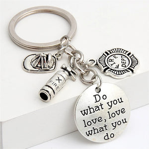 New Fire Extinguisher Flame Keychain Fire Hero Keychain Creative Fireman Gift Fashion Jewelry