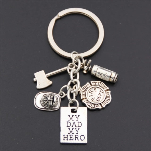 New Fire Extinguisher Flame Keychain Fire Hero Keychain Creative Fireman Gift Fashion Jewelry