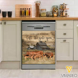 Red Angus Cattle Kitchen Dishwasher Cover Gate Open