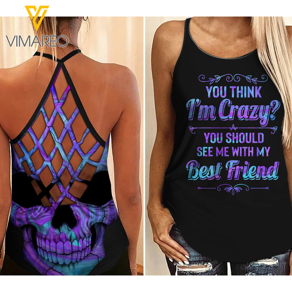 Bestie Criss-Cross Open Back Camisole Tank Top MKXEE