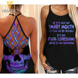 Smart Mouth Criss-Cross Open Back Camisole Tank Top MKXEE