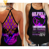 OILFIELD WIFE Criss-Cross Open Back Camisole Tank Top TMTL STRANGE